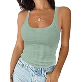 Tankaneo Womens Ribbed Tank Tops Knit Scoop Neck Sleeveless Fitted Basic Cami Tee Shirts