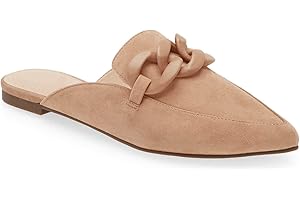 Juliet Holy Womens Mules Flats Pointed Toe Backless Loafers Slip on Metal Chain Slides