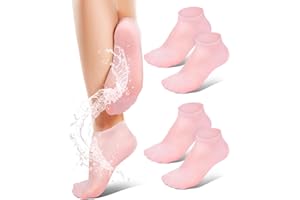 Golbylicc Silicone Moisturizing Socks for Women Dry Cracked Feet, Soft Gel Rubber Socks, Women Foot Care Spa Pedicure Silicone Socks for Cracked Heel and Softening Rough Skin, Calluses (2 Pairs)