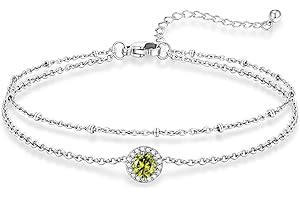 KeyStyle Stainless Steel Anklets for Women with Birthstone - Adjustable Gold Ankle Bracelets for Beach Weddings, Summer Vacat