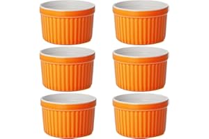 Evannt Ceramic Ramekins Porcelain Souffle Dishes Set of 6 for Creme Brulee Dessert Pudding Custard Cup Ice Cream Lava Cake (O