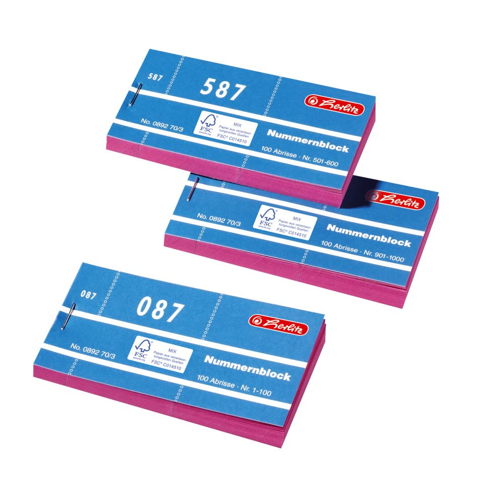 Herlitz 892703 Number Pads 1 – 1000 Number 1 10 x 100 Sheets