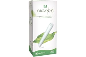 Organyc Hypoallergenic 100% Organic Cotton Internal Tampons with Cardboard Applicator, Super Flow, 14 Count Box