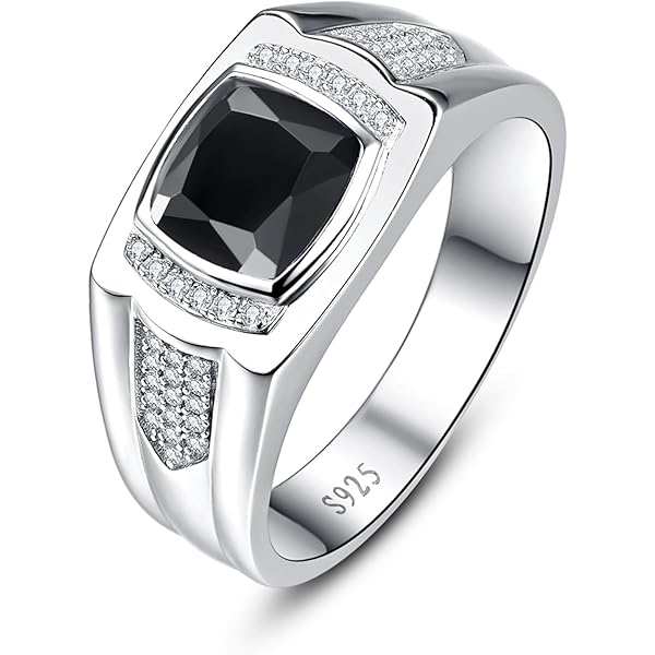 BONLAVIEGEM - Anillo De ónix Negro De Plata De Ley 925 Para Hombre, De Corte Cuadrado De 11 Mm, Con Patrón Celta Para Papá, Talla 7-12, Turquesa