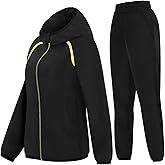 NINGMI Women’s Rain Suit Waterproof Hiking Pants Windproof Rain Jacket Raincoat with Hook Pocket