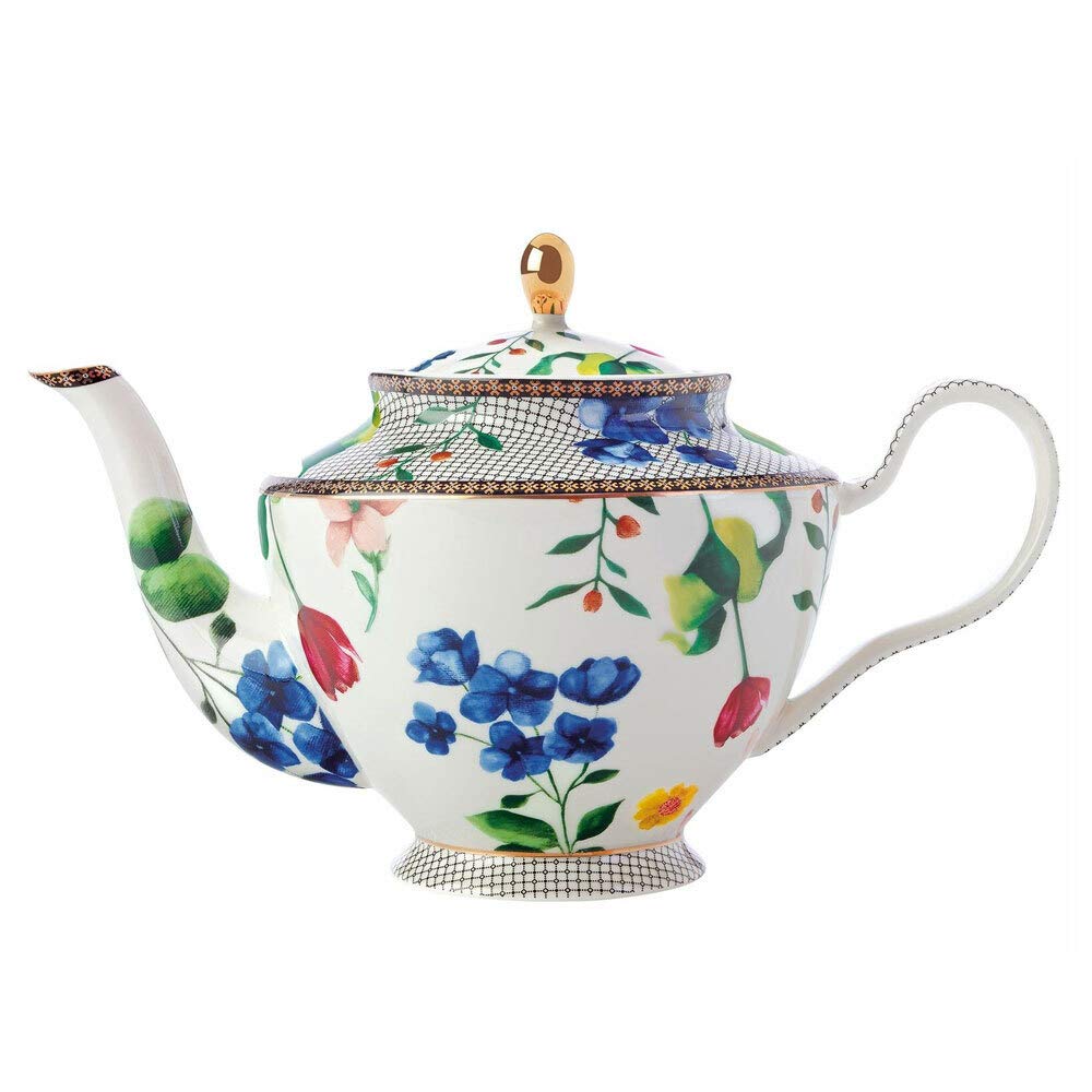 Maxwell & Williams Teas & C's Large Teapot with Infuser and Contessa Design, Porcelain, White, 1 L โ image 1