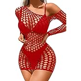 Kaei&Shi Sexy Cover Up, Hollow Out, Fishnet, Off One Shoulder Dress