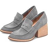 HYESTEP Women Vintage Chunky Platform Loafers Pumps Suede Round Closed Toe Slip On Oxford Shoes Burnished Two-Toned Matte Block Heels Dress Loafers Patchwork Formal Office Work Fall Comfort 4-11 M US