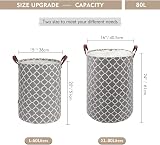 Maxsilan 80L X-Large Laundry Basket with Drawstring Handles Grey view 3