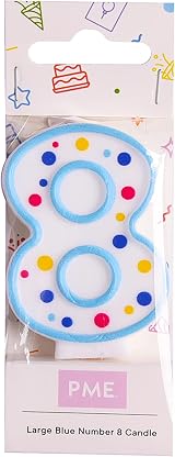 PME Blue Number 8 Candle 63mm Cake Topper with Polka Pots view 2