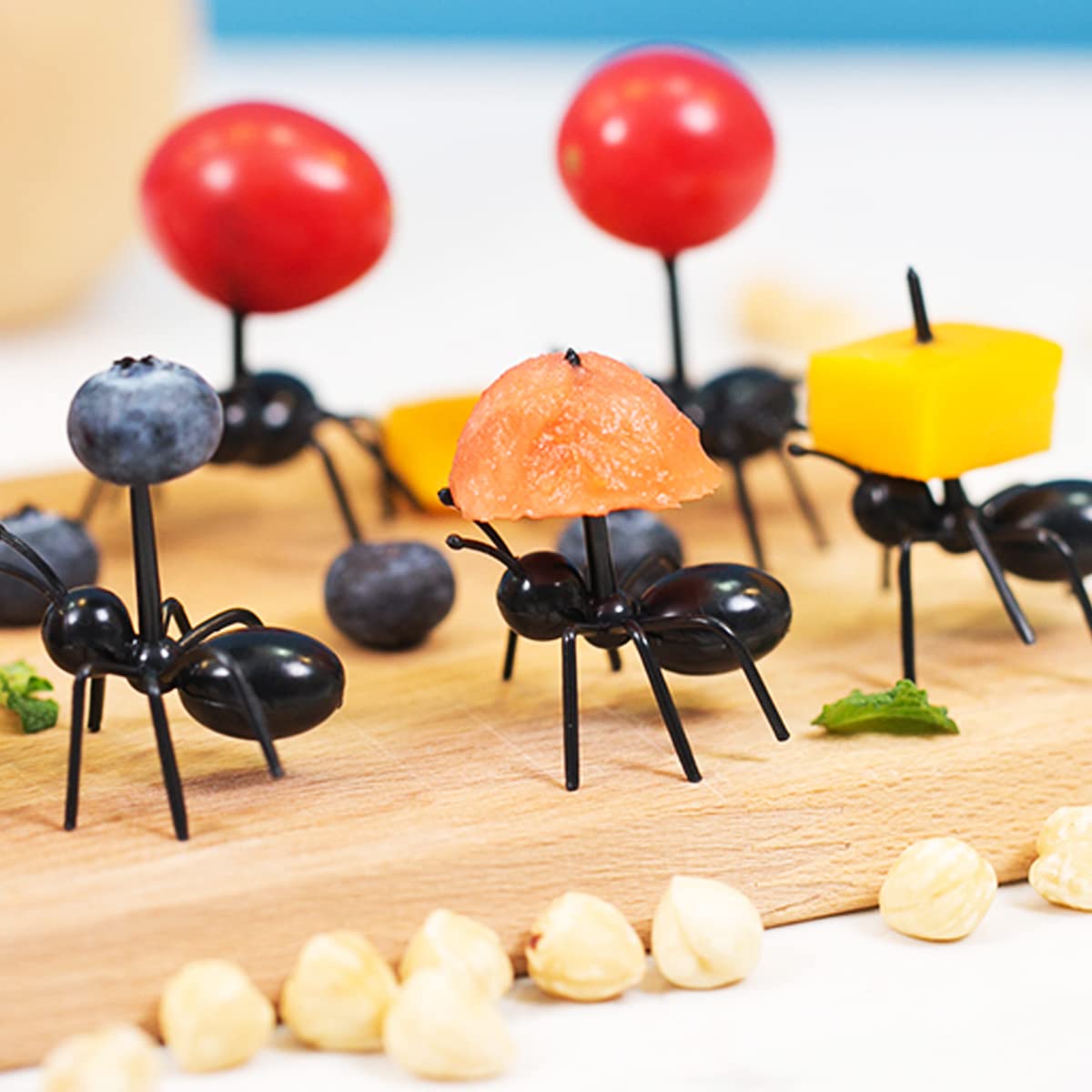GXXMEI 36PCS Ant Toothpicks Fruit Dessert Fork Reusable Ant Food Pick Animal Appetizer Forks for Snack Cake Dessert for Kitchen Baby Shower Wedding Birthday Party Halloween Christmas