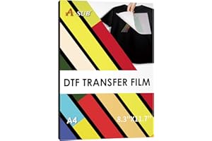 A-SUB DTF Transfer Film - 30 Sheets A4 DTF Film for Sumblimation or DTF Inkjet Printer, Double Sided Matte Direct to Film Transfer Paper for T Shirts and All Fabrics
