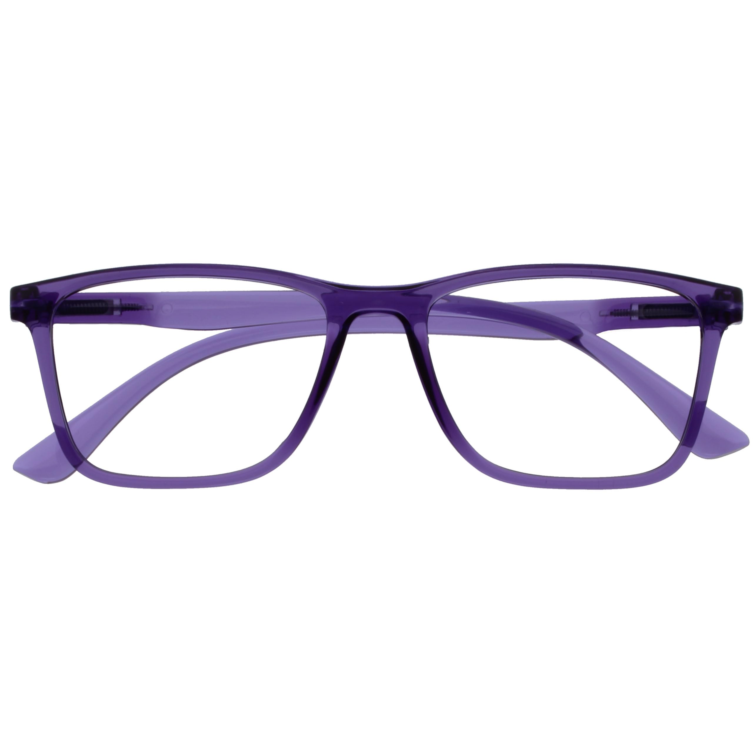 Photo 1 of OPULIZE NYX Blue Light Blocking Glasses for Women Men, Rectangular Frame with UV & Eyestrain Protection, Anti-Glare Computer Gaming Glasses, Purple (Pack of 1)