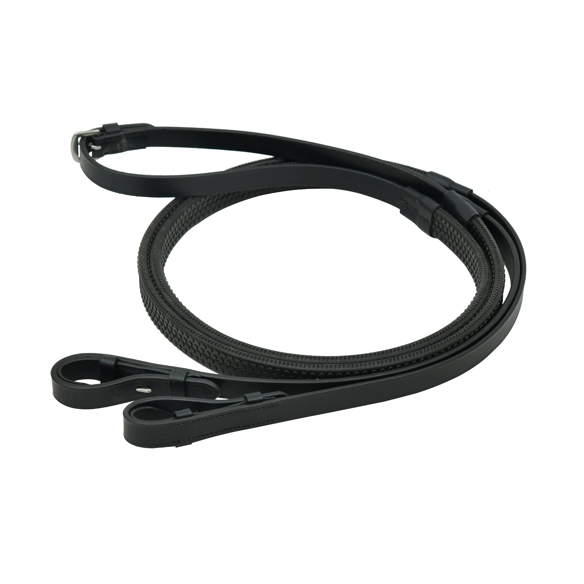 SIE Leather Rubber Reins Black Brown Mini Pony Cob Full (Black, Full)