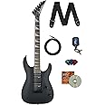 Jackson Dinky Arch Top JS22 DKA Electric Guitar - Satin Black Bundle with Cable, Tuner, Strap, Picks, and Austin Bazaar Instructional DVD