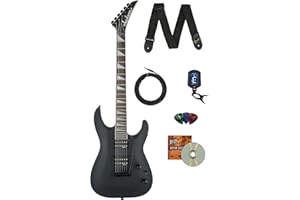 Jackson Dinky Arch Top JS22 DKA Electric Guitar - Satin Black Bundle with Cable, Tuner, Strap, Picks, and Austin Bazaar Instructional DVD