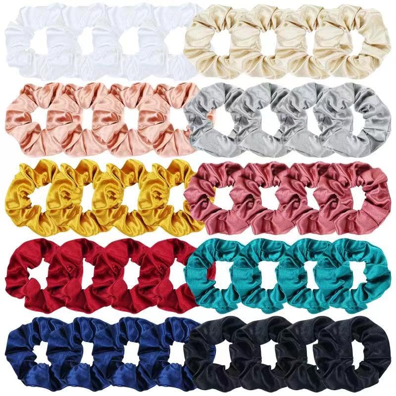 Cinaci 40 Pack in 10 Colors Stretchy Silky Satin Hair Scrunchies Ponytail Holders Non Slip Hair Ties Bands Ropes Accessories for Women Girls