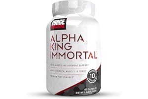Force Factor Alpha King Immortal Total Hormone Support Testosterone Booster for Men with Fenugreek Seed to Reduce Estrogen, Build Muscle, Improve Strength, and Enhance Performance, 180 Capsules