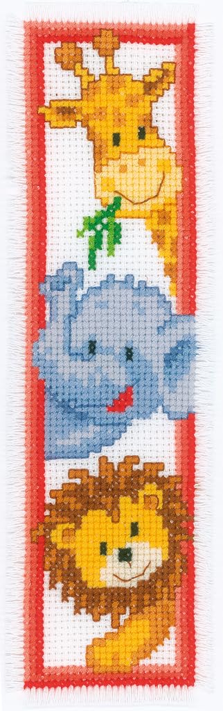 Vervaco Bookmark Zoo Animals Counted Cross Stitch Kit, Multi-Colour