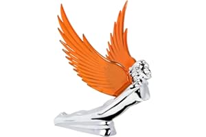 GG Grand General 48106 Amber 8 X 8 inches Chrome Flying Goddess Hood Ornament with Windriders