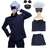 Moalioi Satoru Cosplay Anime Cosplay Costume Outfit Uniform with Eye Mask Glasses Wig Full Set for Men
