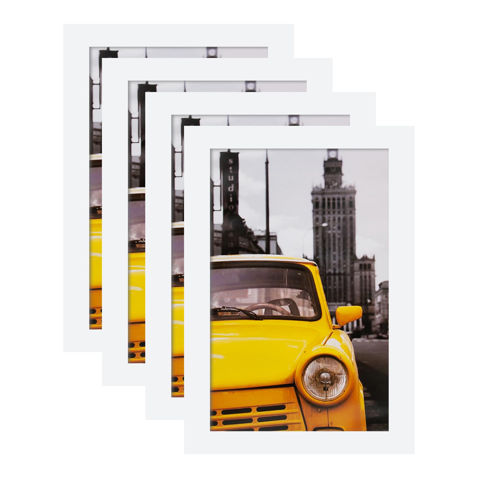 EGOFINE 9x6 White Photo Frames Set of 4 - Made of Solid Wood for Table Top and Wall Mounting — image 1