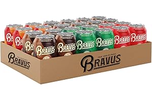 Bravus Non Alcoholic Beer Variety Sampler 24 Pack Low Calorie, Gluten Reduced, Vegan, Craft Brew, 6 West Coast IPA, 6 Peanut Butter Dark, 6 Blood Orange IPA, and 6 Golden Light, 12 Fl Oz Cans