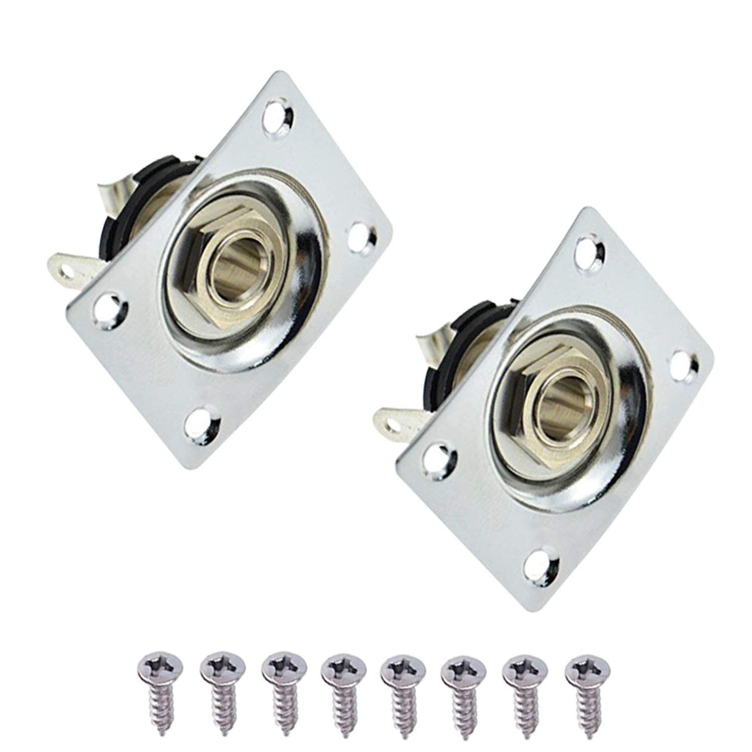 1/4"Square Jack Output Plate Socket for Electric Guitar(Pack of 2) (Chrome)