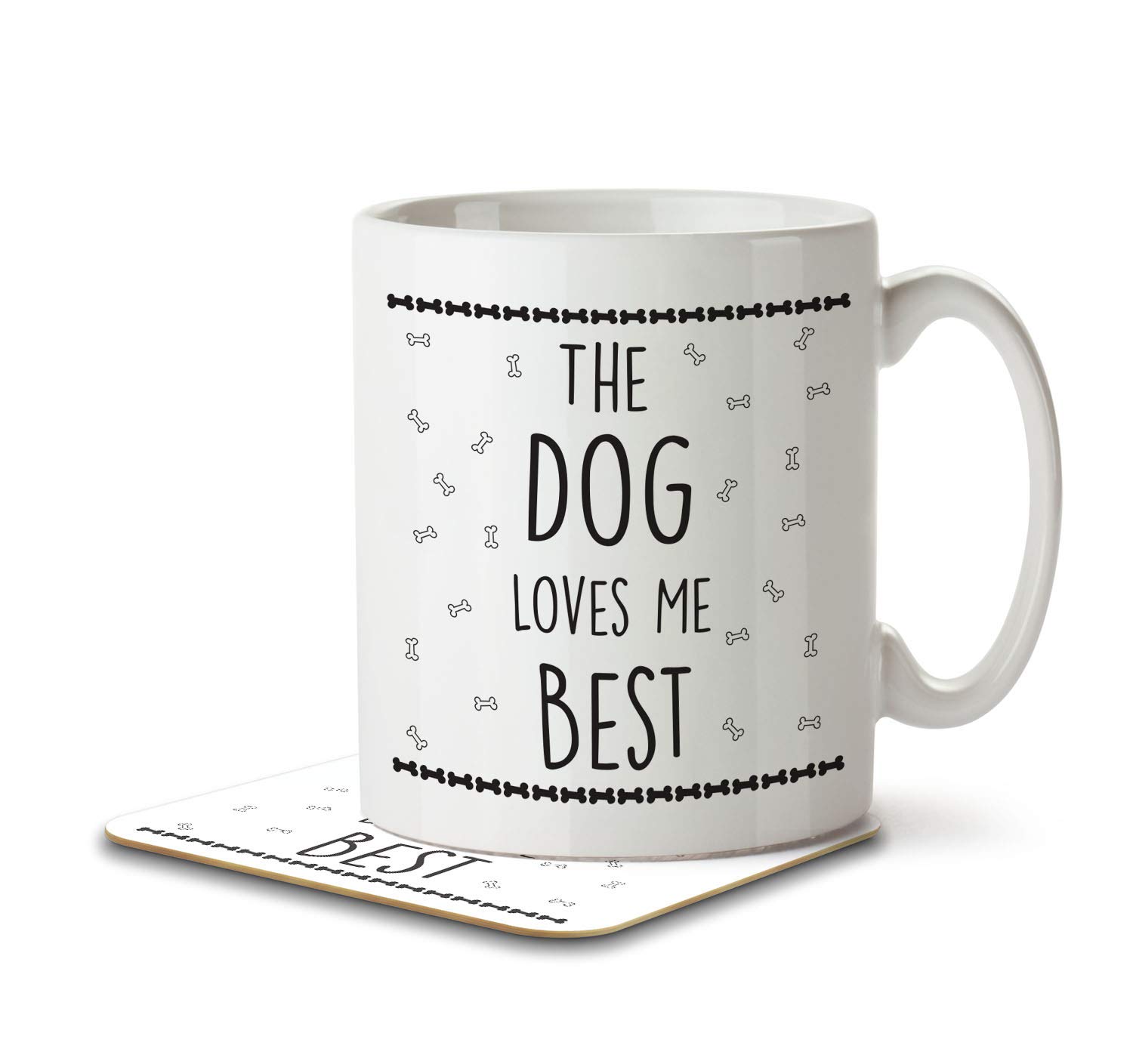 The Inky Penguin - The Dog Loves Me Best - Mug and Coaster, Ceramic, 11fl. oz.