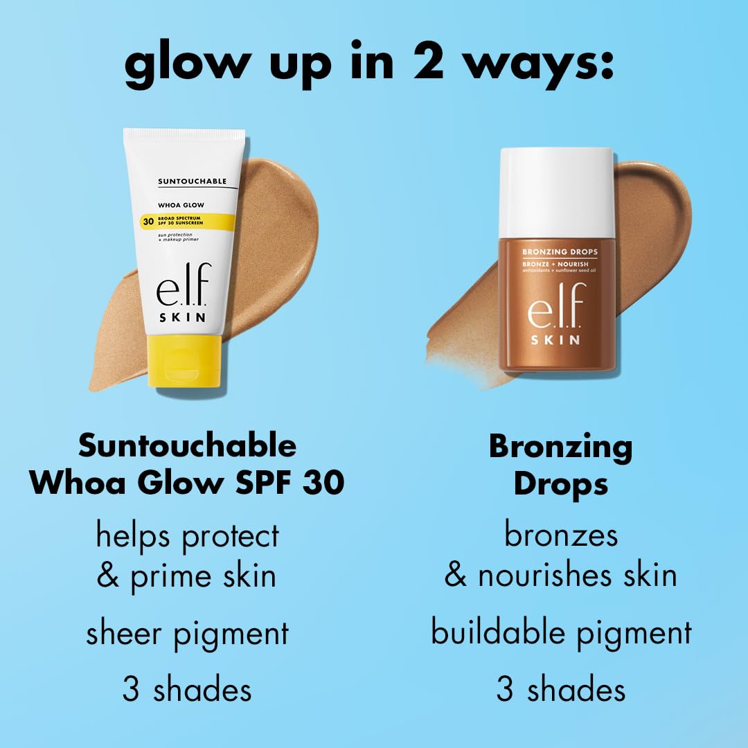 e.l.f. SKIN Bronzing Drops, Liquid Bronzer For Face & Skin, Creates A Sun-Kissed Glow, Infused With Vitamin E, Vegan & Cruelty-Free, Rose Gold