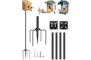 QwayHome Smart Bird Feeder Pole Kit, 80 Inch Bird House Pole Mount Kit for Outdoor Smart Bird Feeder & Wooden Birdhouse & Weather Station,1Inch Dia Poles,Heavy Duty, Adjustable, 5-Prong Base