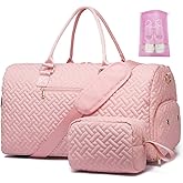 Duffle Bag for Travel, Weekender Bag with Shoe Compartment, Carry On Overnight Bag for Women with Toiletry Bag, Gym Bag with Wet Pocket, Hospital Bags for Labor and Delivery Beige