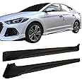 Side Skirts For 2017-2020 Hyundai Elantra - L Style, Unpainted Black, 2-Piece Set