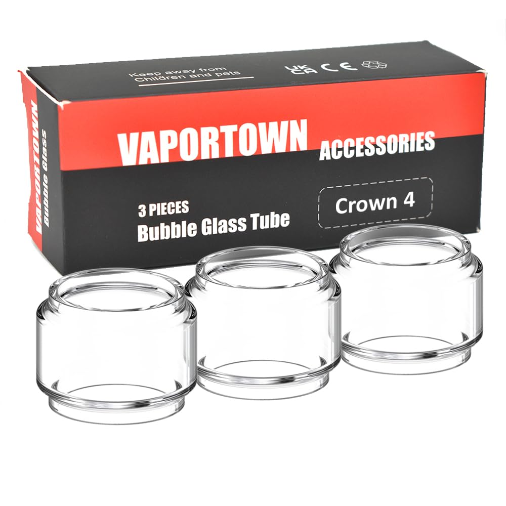 Vaportown 3X Spare Bubble Glass Compatible with Uwell Crown 4 IV TPD edition Tank Transparent Fatboy Expansion Replacement Bulb Glass (Only Fit with 2ml TPD Version Crown 4 tank)