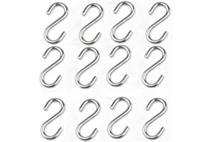 JY-MARINE S Hooks - 316 Stainless Steel Marine Grade Heavy Duty S Shaped Hooks for Hammock Stand, Swing, Plants & Utility - 50mm Long, 5mm Thickness, 12 Pieces