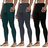 Cutecrop 3 Pack Men's Thermal Underwear Pants Fleece Lined Thermal Leggings for Men Base Layer Bottoms