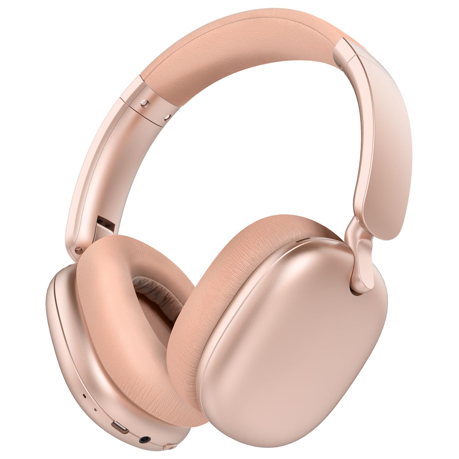 Photo 1 of RORSOU C6 Active Noise Cancelling Headphones, Wireless Over Ear Bluetooth Headphones, 60H Playtime, Lightweight Folding Deep Bass Comfort Fit Ear Cups Headset with Mic for iPad/PC/Home Rose Gold