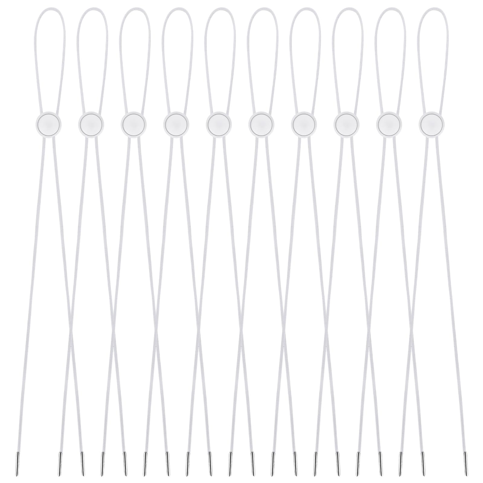 Photo 1 of 10 Pcs Hat Strap Clips for Wind Flexible Hats, Adjustable Elastic Removable Chin Cord Anti-Lost Cap Strap Clips Fastener for Golfing Boating Fishing Outdoor (White)