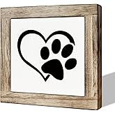 MLTEye Pet Decor Sign, Cat Decor, Dog Decor, Wooden Box Signs for Home Decor, Pet Decorations, Pet Home Decor, Farmhouse Decor for Shelf, Pet Paw with Heart Decor, Pet Themed Wood Sign, Pet Gift