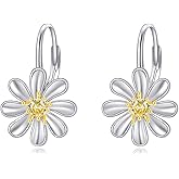 Daisy Hoop Earrings Sterling Silver Daisy Earrings for Women Flower Jewelry for Women Flower Gifts