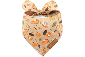 LunaMarie - Luxury Dog Bandanas - Pumpkin Spice Fall Design | Premium & Silky Poly Fabric | 100% Handmade Quality | Custom Shape Dual Layered Reversible Small, Medium, Large Pet (Fall Sweets, Small)
