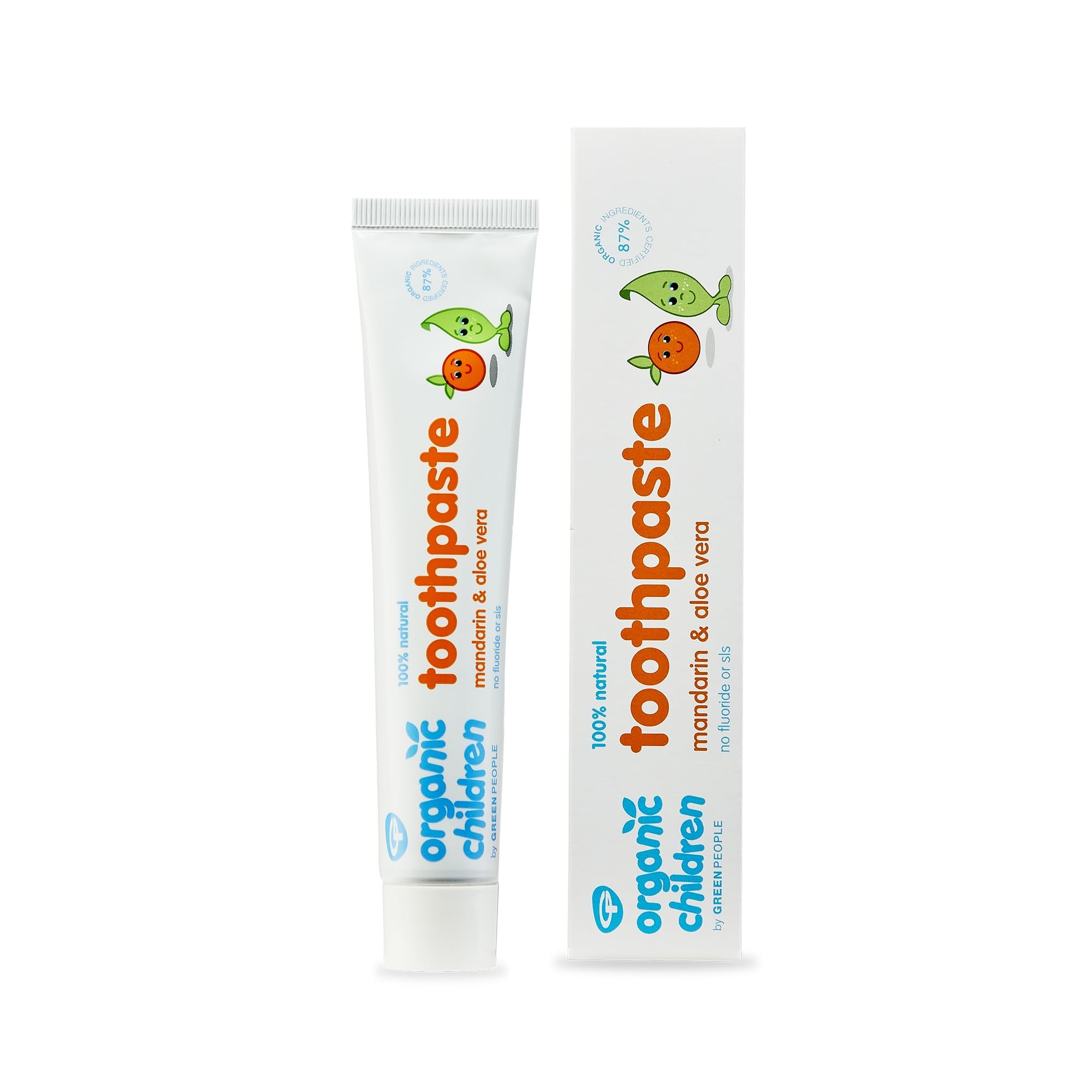 Green People Organic Children Mandarin & Aloe Vera Toothpaste - 100% Natural, for Kids - Fluoride & SLS Free - Vegan, Organic & Cruelty Free, 50ml