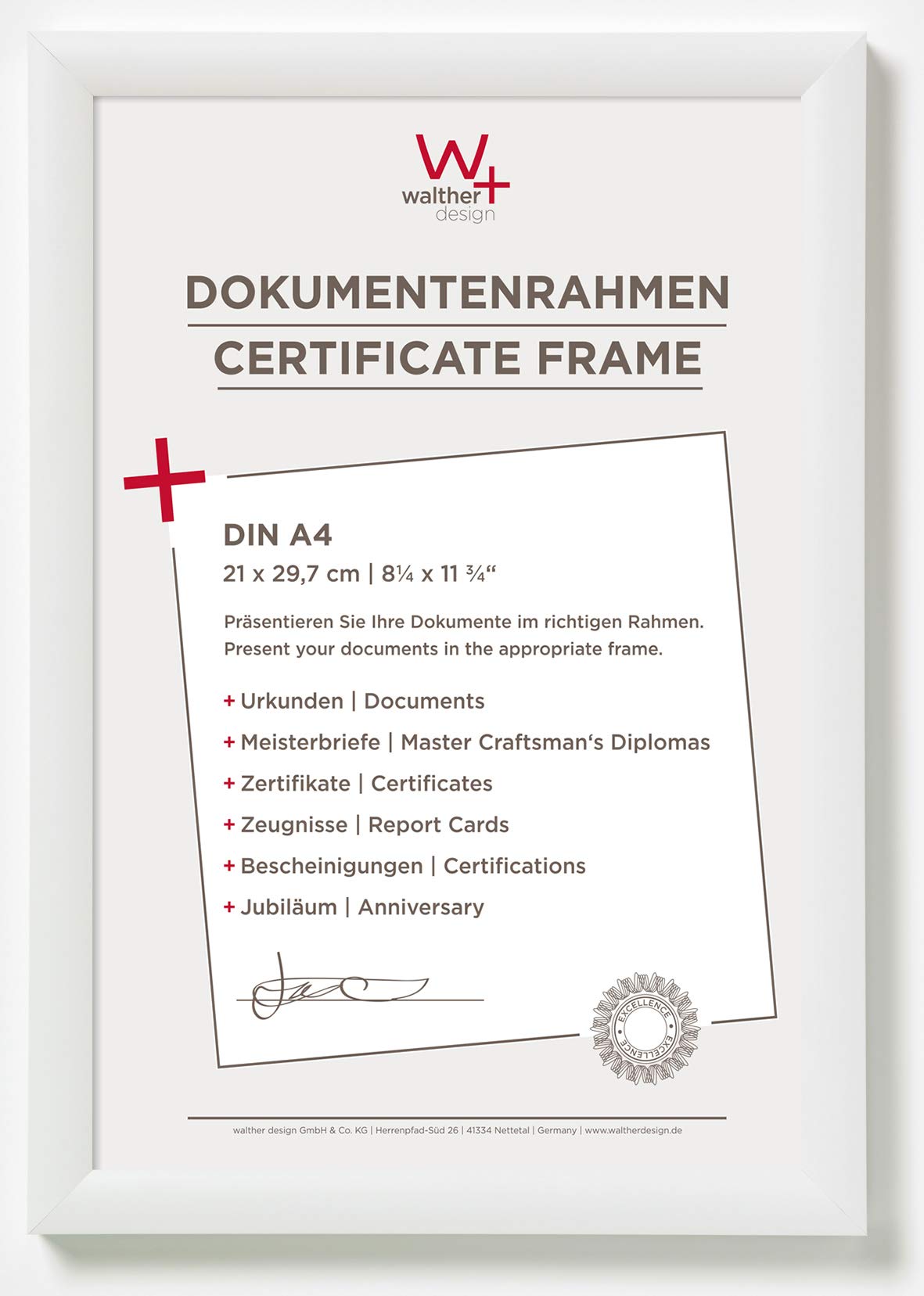 walther design Photo Frame White 21 x 29,7 cm (DIN A4) Trendstyle Plastic Frame KP130W