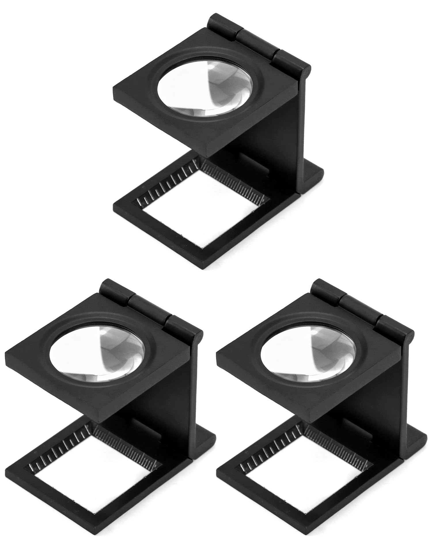 QWORK® Folding Loupe Magnifier, 10x Magnifier Magnifying Glass with Scale, for Seniors Reading, Soldering, Inspection, Jewelry, Exploring, 3 Piece