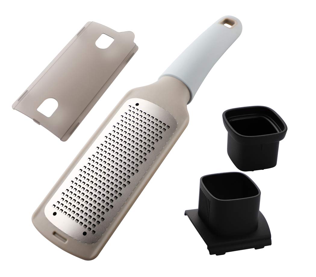 Hillento Professional Lemon Zester & Cheese Grater, Stainless Steel Cheese Grater for Chocolate, Ginger, Nutmeg, Potato - Protect Cover & Brush Included - Dishwasher Safe, Blue