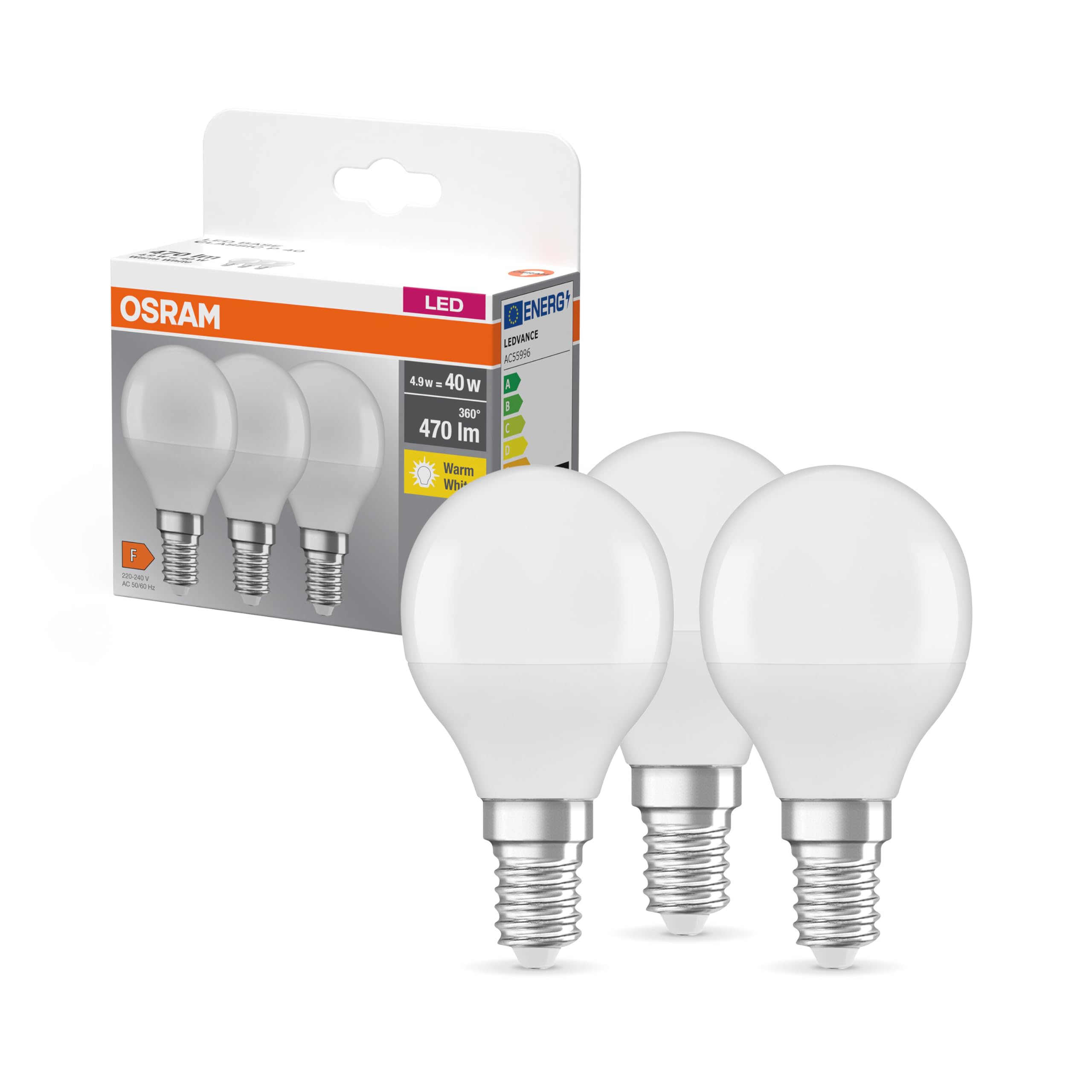 Osram LED Light Bulb | E14 | Warm White | 2700 K | 5.70 W Matte | LED Replacement for 40 W G9 Bulb Base Classic P