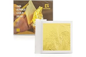 KINGBOOM G 24K Genuine Edible Gold Leaf by KINGBOOM, 10 Sheets Gold Foil, Loose Leaf for Cake and Coffee, 3.15 inches per Sheet, 10 Sheets per Pack