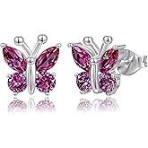 Butterfly Earrings for Women: Valentine's Day Gifts 925 Sterling Silver 12 Months Birthstone Stud Earrings Jewelry Gifts for Her Daughter Granddaughter Girlfriend Birthday Anniversary