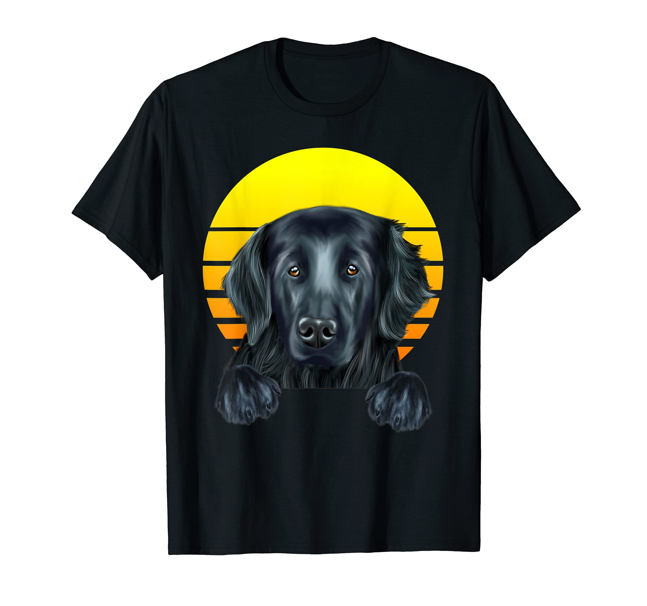 Vintage Sunset Flat-Coated Retriever Dog Lover T-Shirt