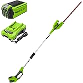Greenworks 40V 20" Cordless Pole Hedge Trimmer, 2.0Ah Battery and Charger Included